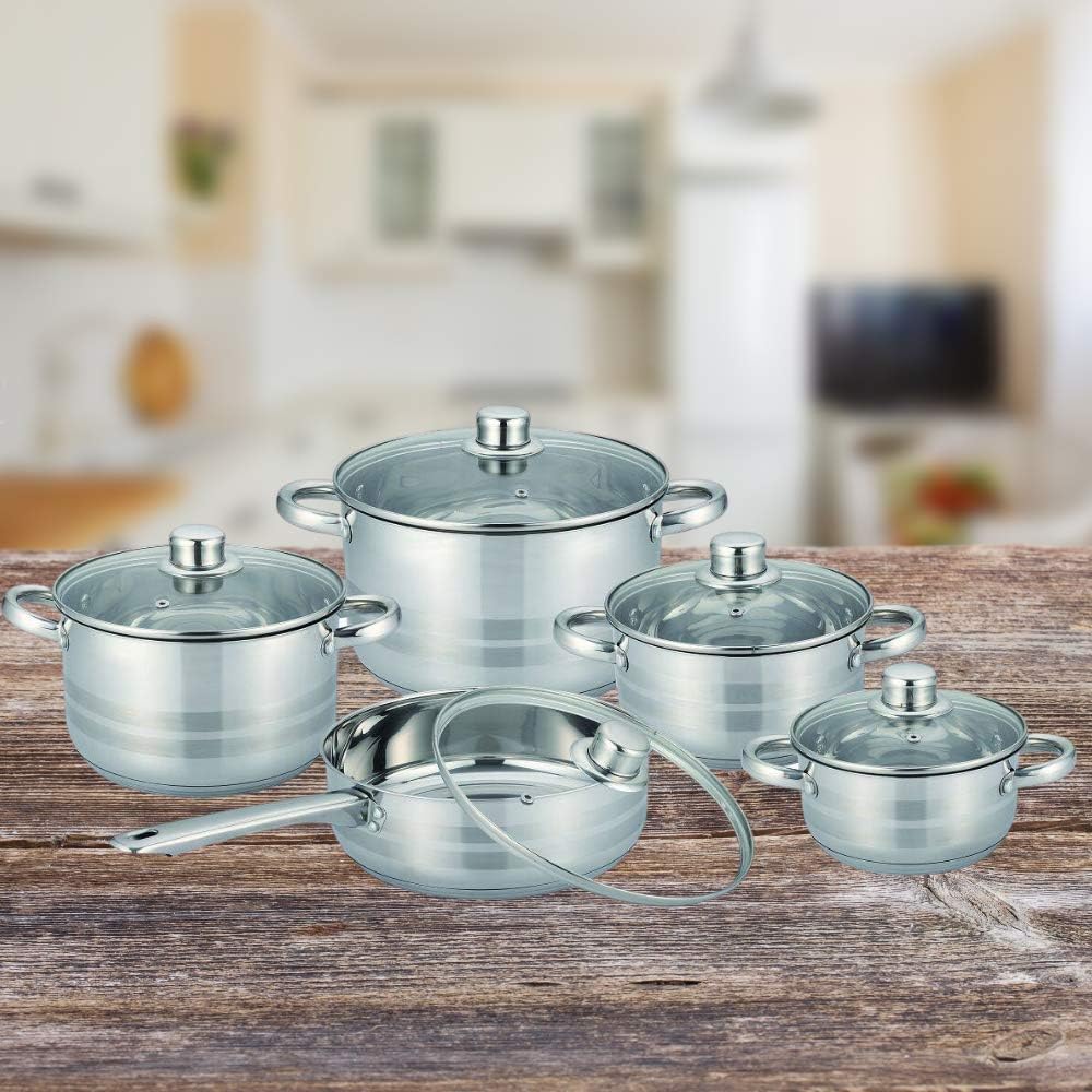 Набір каструль UNIQUE UN-5033 12 предметів ∙ Комплект кухонного посуду UNIQUE UN-5033 з нержавіючої сталі - мініатюра 4