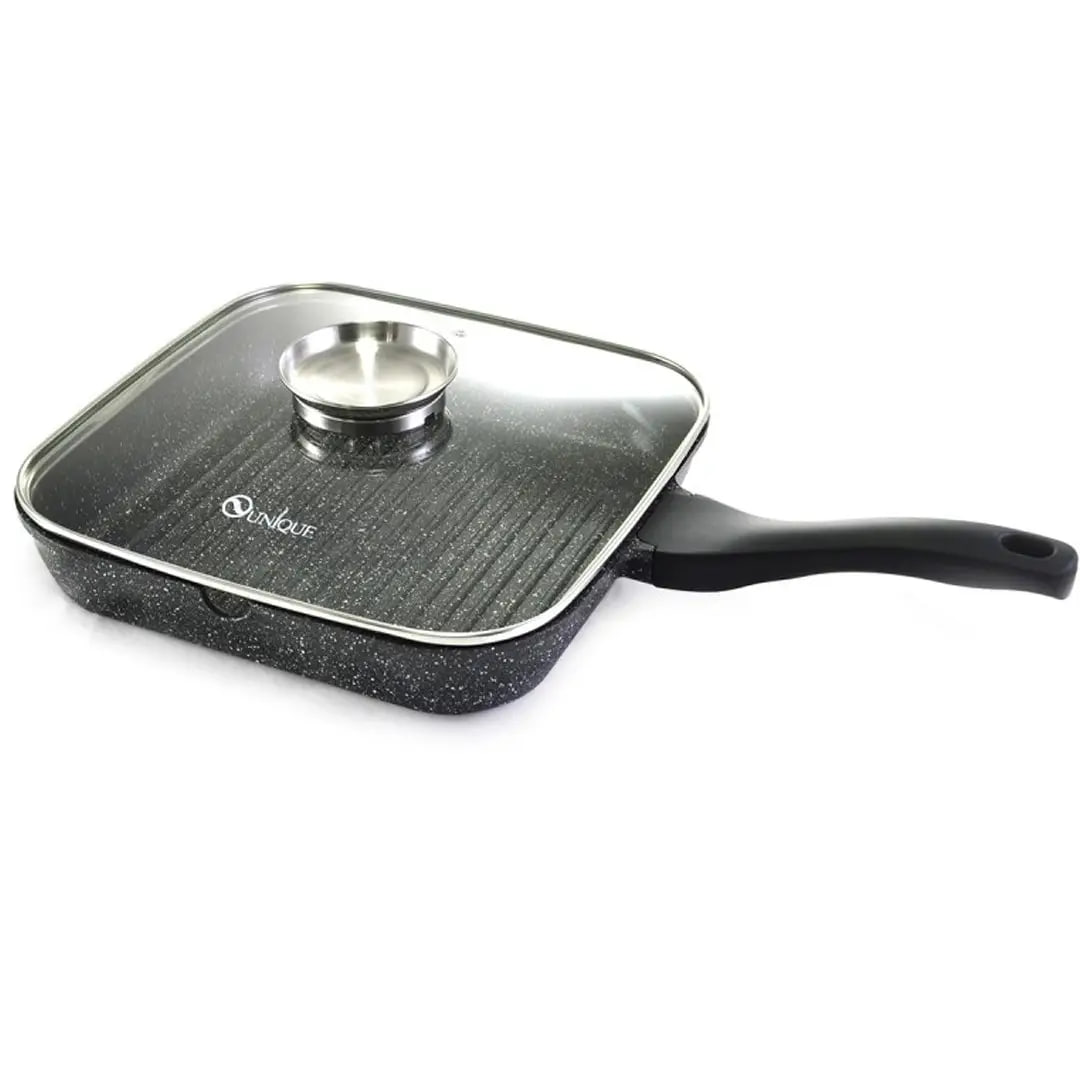 Сковорода-гриль UNIQUE UN-4012 28 см у гранітному покритті ∙ Прямокутна гриль-сковорода UNIQUE UN-4012 для приготування без зайвого жиру