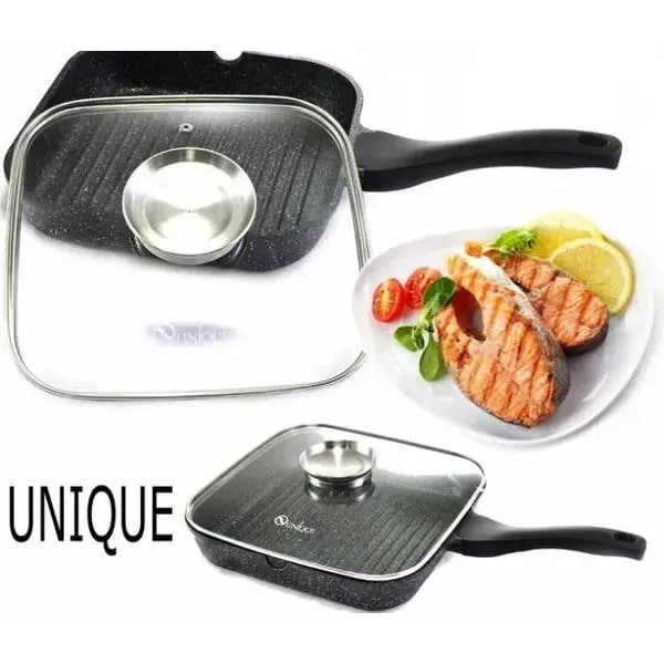 Сковорода-гриль UNIQUE UN-4012 28 см у гранітному покритті ∙ Прямокутна гриль-сковорода UNIQUE UN-4012 для приготування без зайвого жиру - мініатюра 2