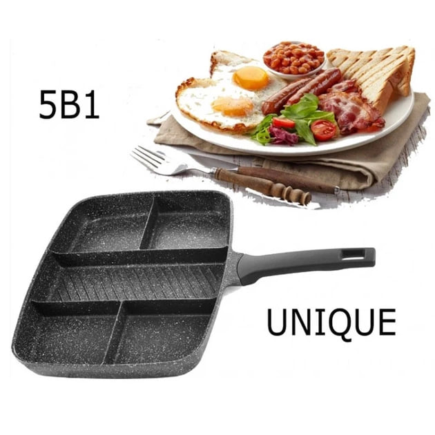 Прямокутна сковорода UNIQUE UN-4021 з 5 секціями для одночасного приготування ∙ Сковорода 5в1 UNIQUE UN-4021 38×31 см - мініатюра 2