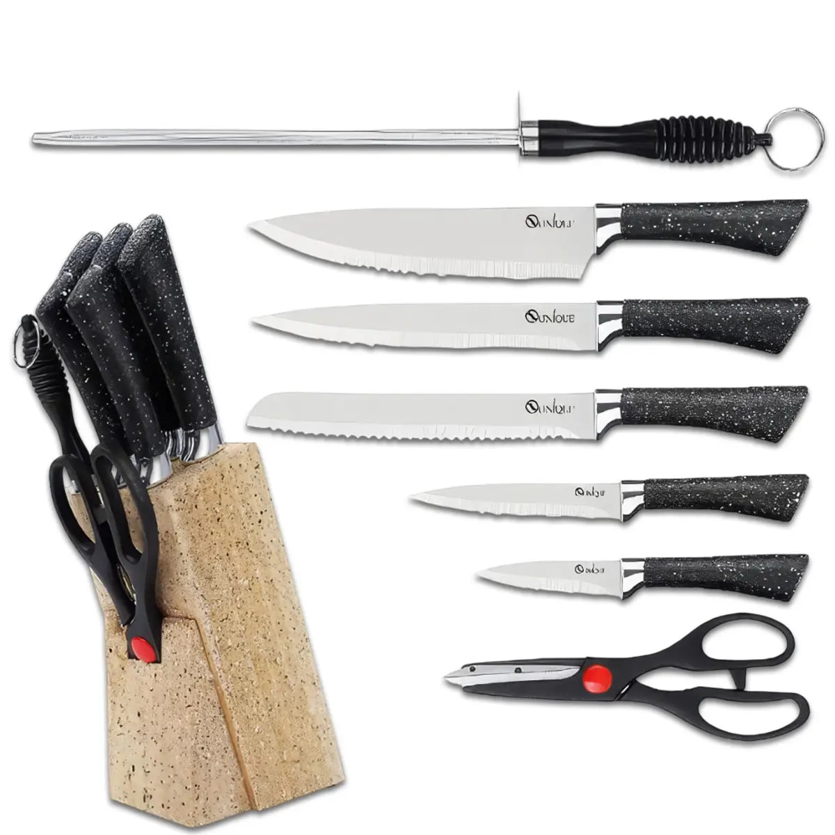 Кухонний комплект ножів UNIQUE UN-1837 у чорному кольорі ∙ Набір ножів UNIQUE UN-1837 для кухні - мініатюра 5