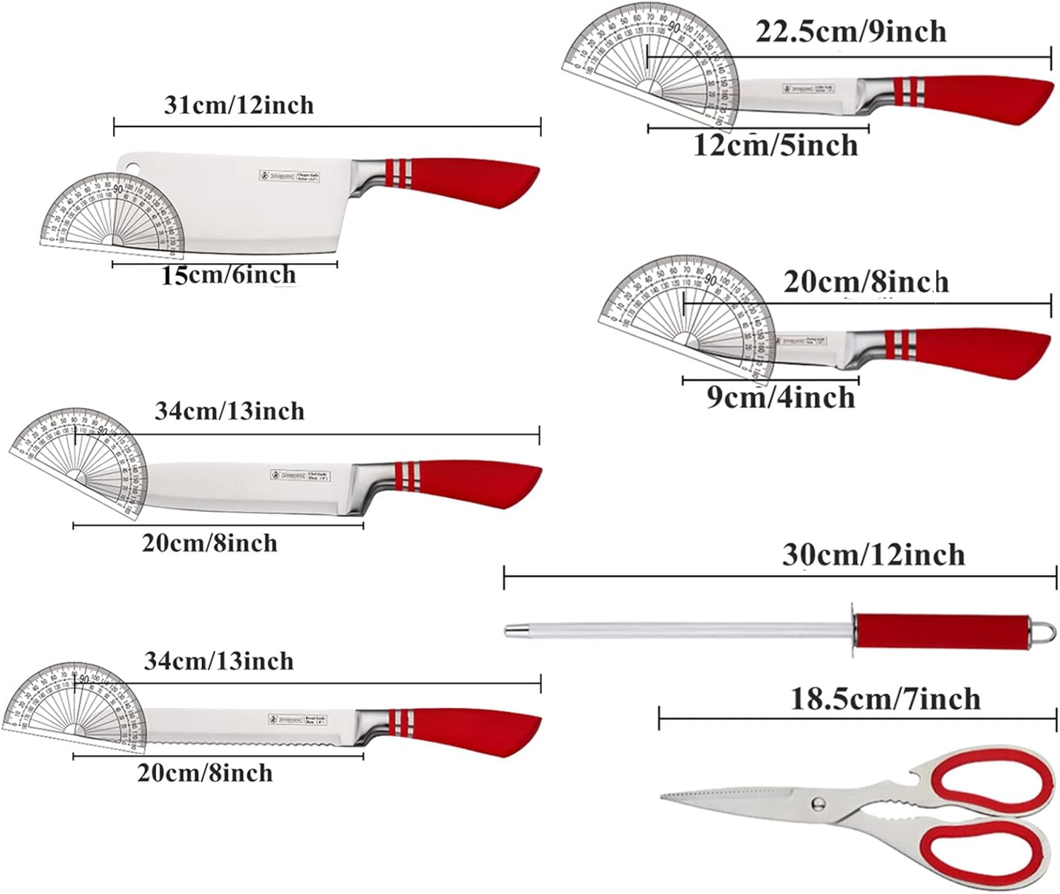 Набір ножів UNIQUE UN-1832 для кухні ∙ Кухонний комплект ножів UNIQUE UN-1832 з нержавіючої сталі - мініатюра 3