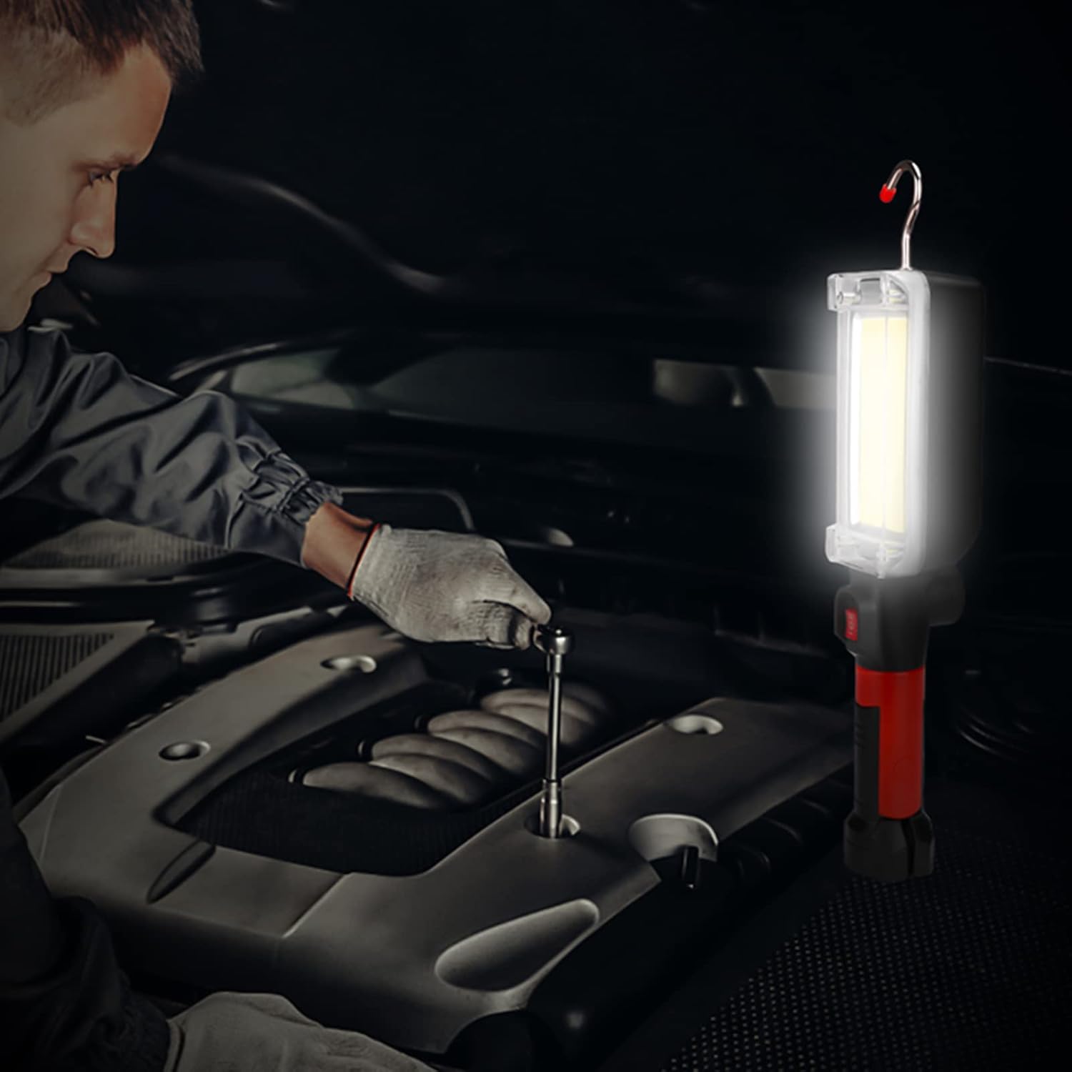 Ліхтар акумуляторний для СТО 20Вт, USB, WOW ZJ-8859 COB з магнітом та гачком 88597 ∙ Акумуляторний ліхтар WOW ZJ-8859 COB для автосервісу та майстерні - мініатюра 4