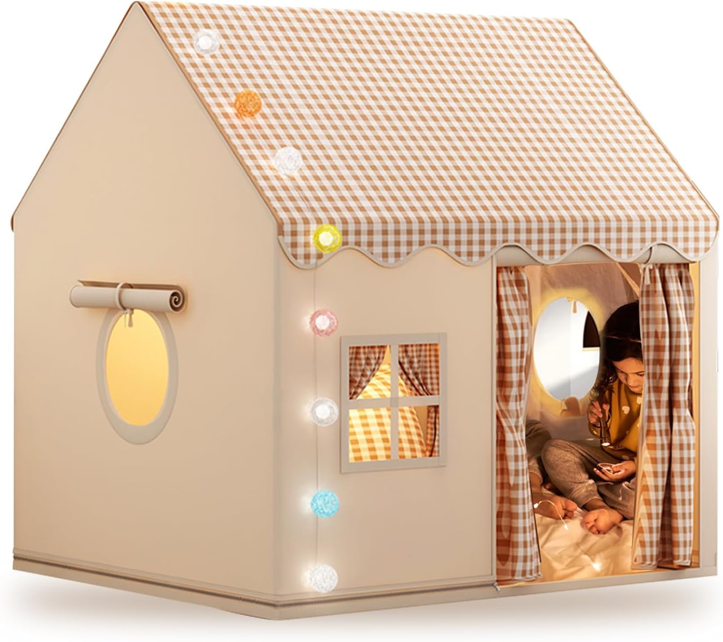 Дитяча палатка-домік складна з віконцями та дахом ∙ Палатка для дітей великий будинок тип Домік