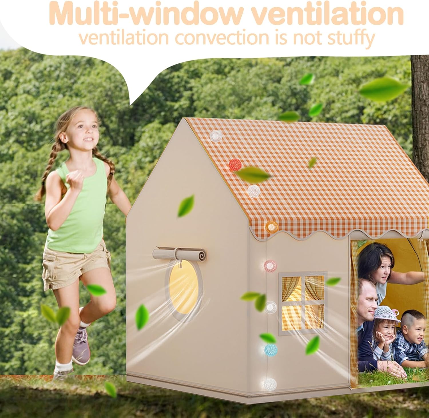 Дитяча палатка-домік складна з віконцями та дахом ∙ Палатка для дітей великий будинок тип Домік - мініатюра 5