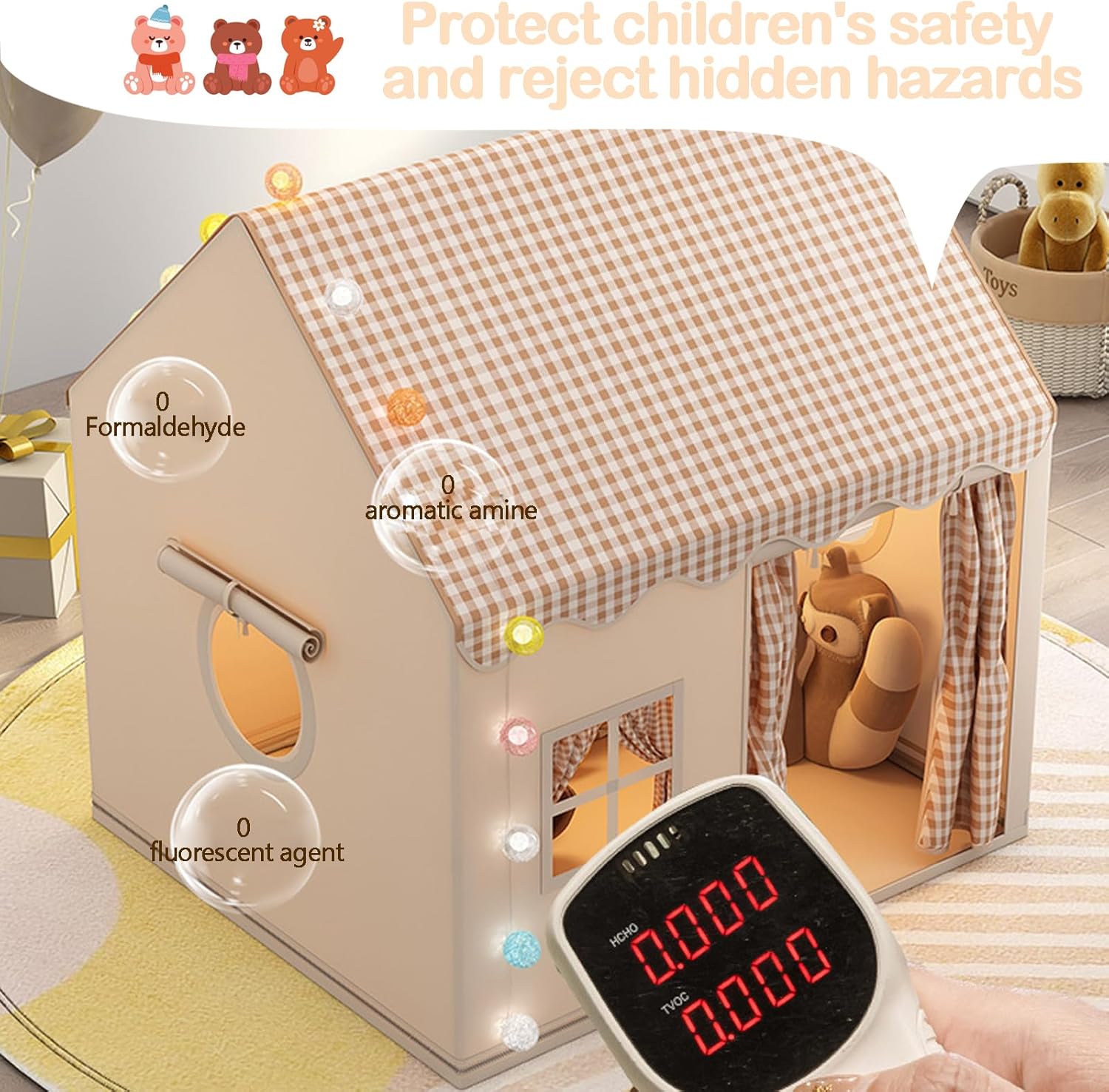 Дитяча палатка-домік складна з віконцями та дахом ∙ Палатка для дітей великий будинок тип Домік - мініатюра 6