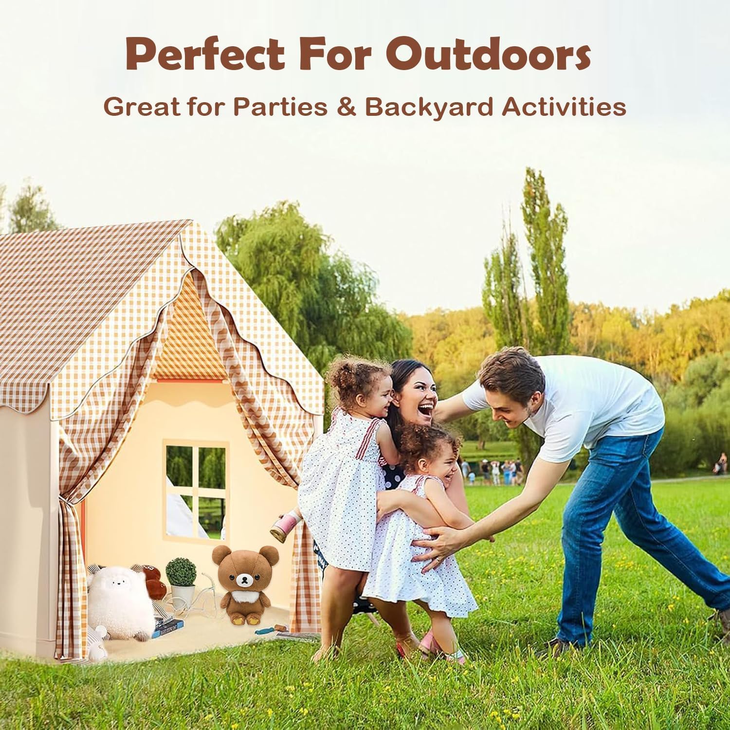 Дитяча палатка-домік складна з віконцями та дахом ∙ Палатка для дітей великий будинок тип Домік - мініатюра 7