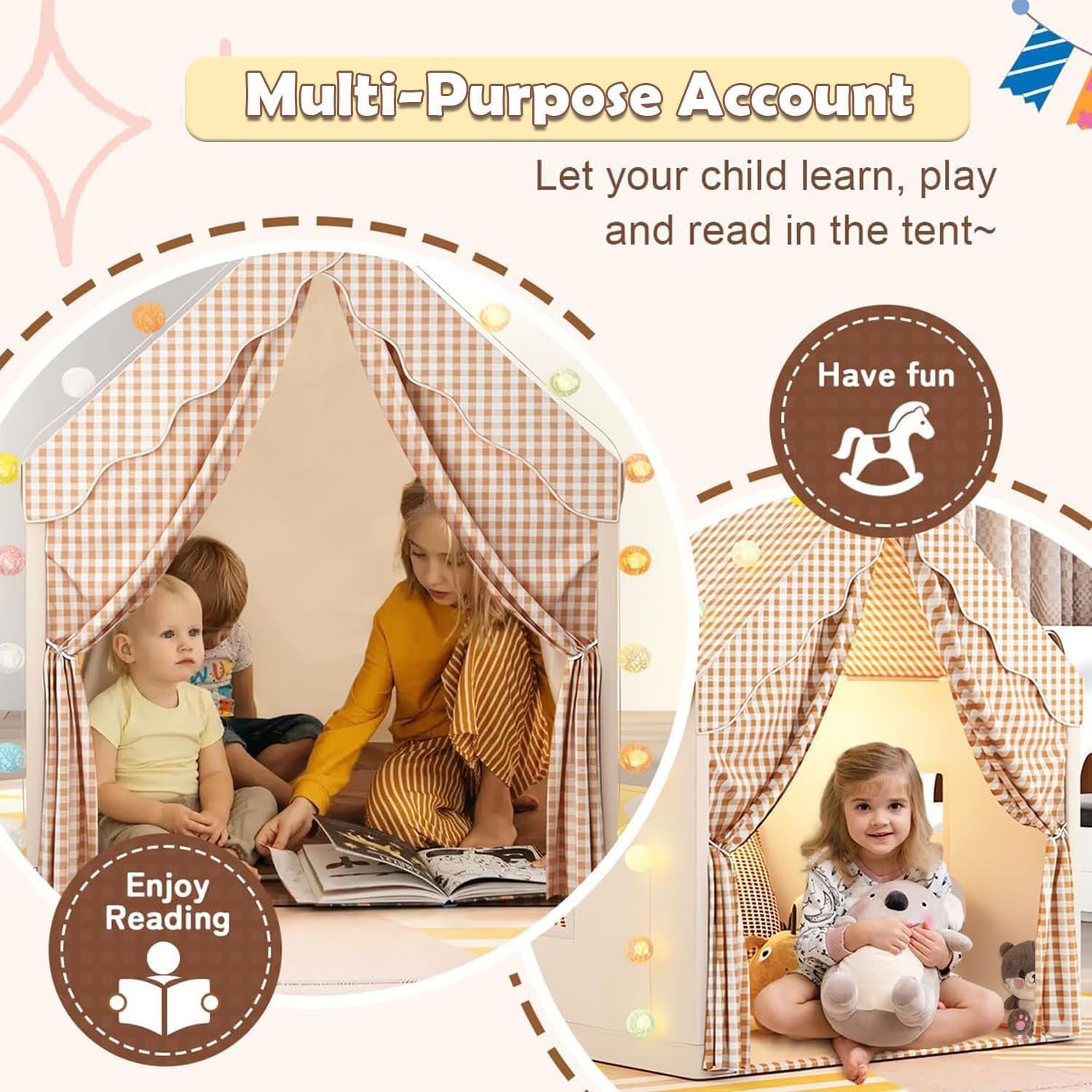 Дитяча палатка-домік складна з віконцями та дахом ∙ Палатка для дітей великий будинок тип Домік - мініатюра 8