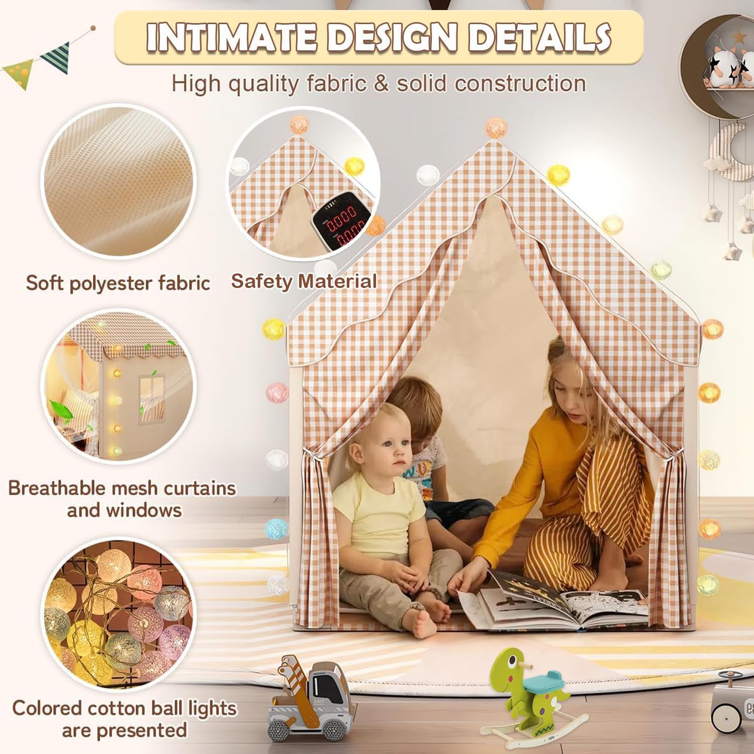 Дитяча палатка-домік складна з віконцями та дахом ∙ Палатка для дітей великий будинок тип Домік - мініатюра 9