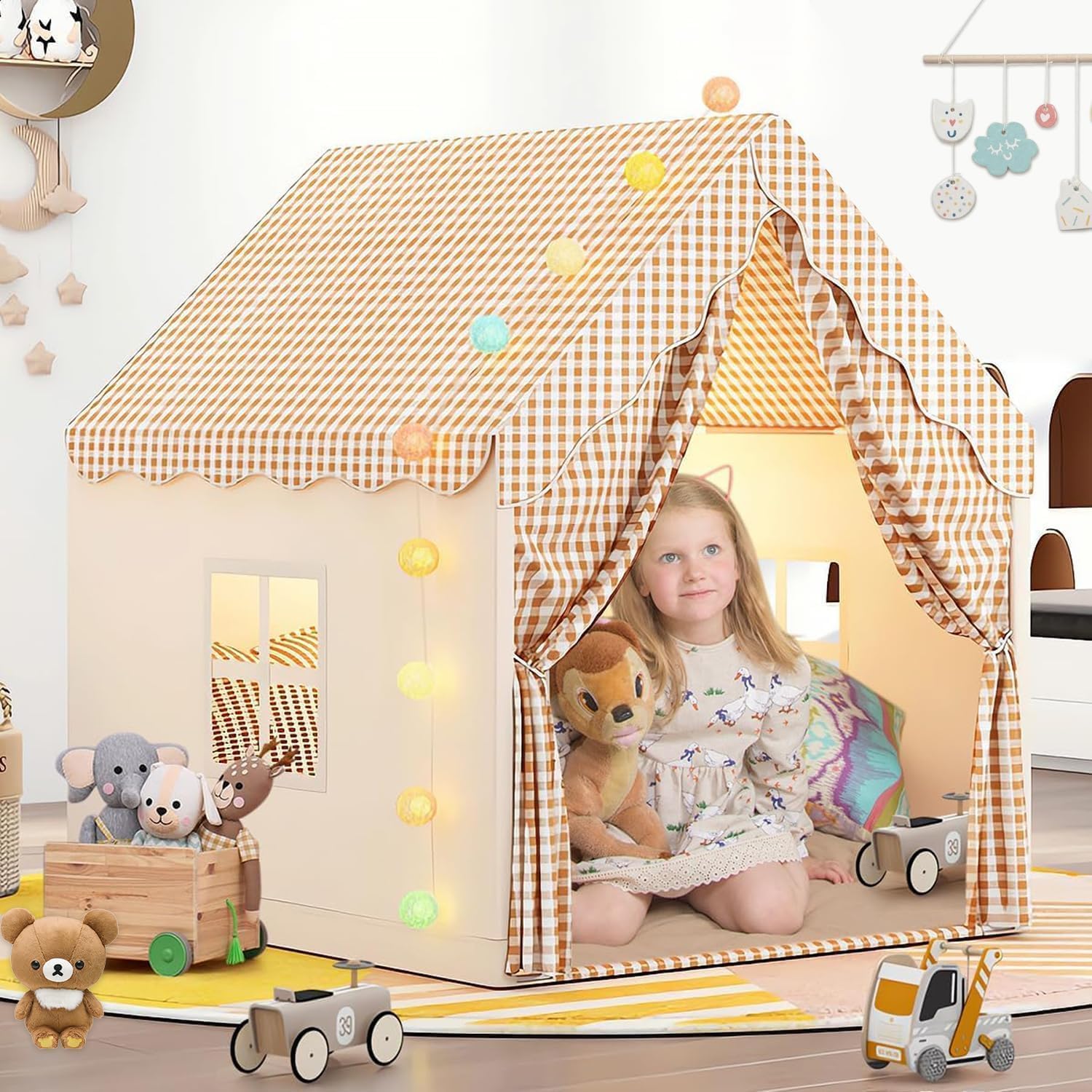 Дитяча палатка-домік складна з віконцями та дахом ∙ Палатка для дітей великий будинок тип Домік - мініатюра 10