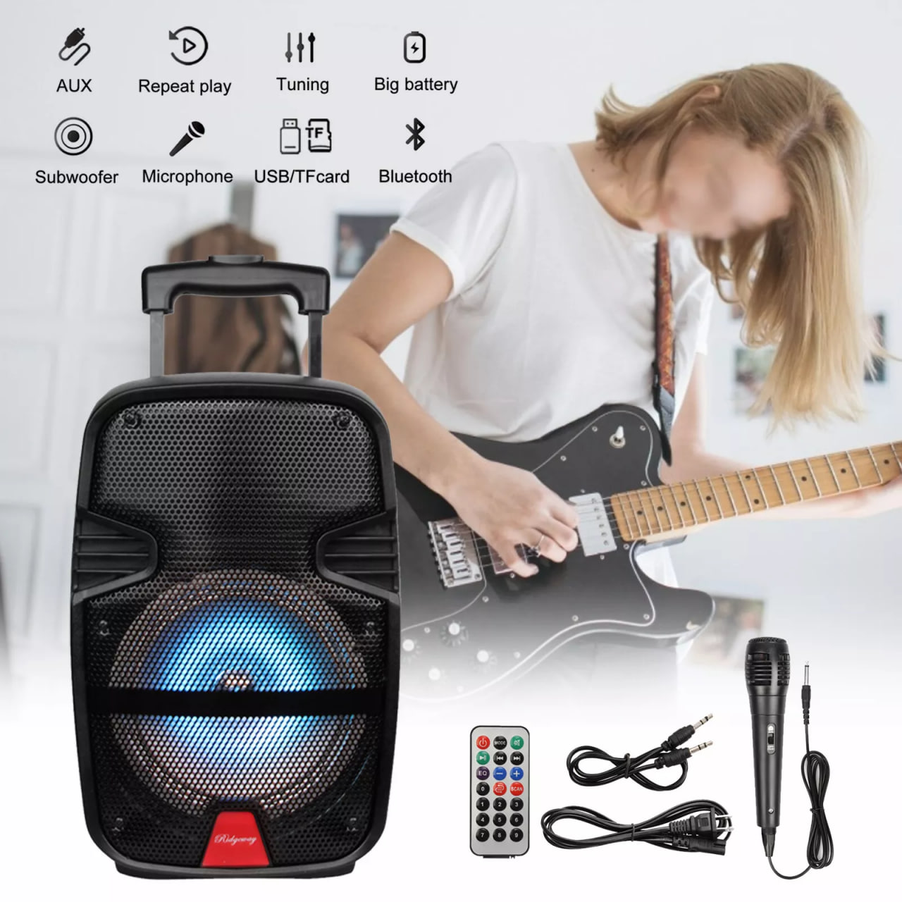 Колонка бездротова з підсвіткою та мікрофоном 6,5" ∙ Bluetooth-колонка з функцією караоке 6,5" - мініатюра 4