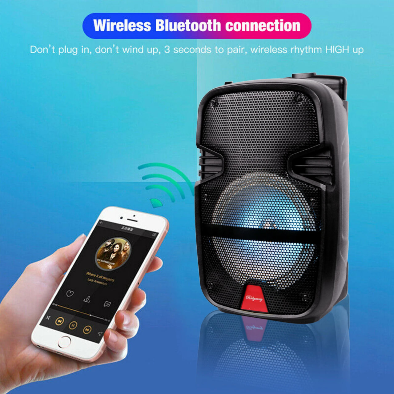 Колонка бездротова з підсвіткою та мікрофоном 6,5" ∙ Bluetooth-колонка з функцією караоке 6,5" - мініатюра 5