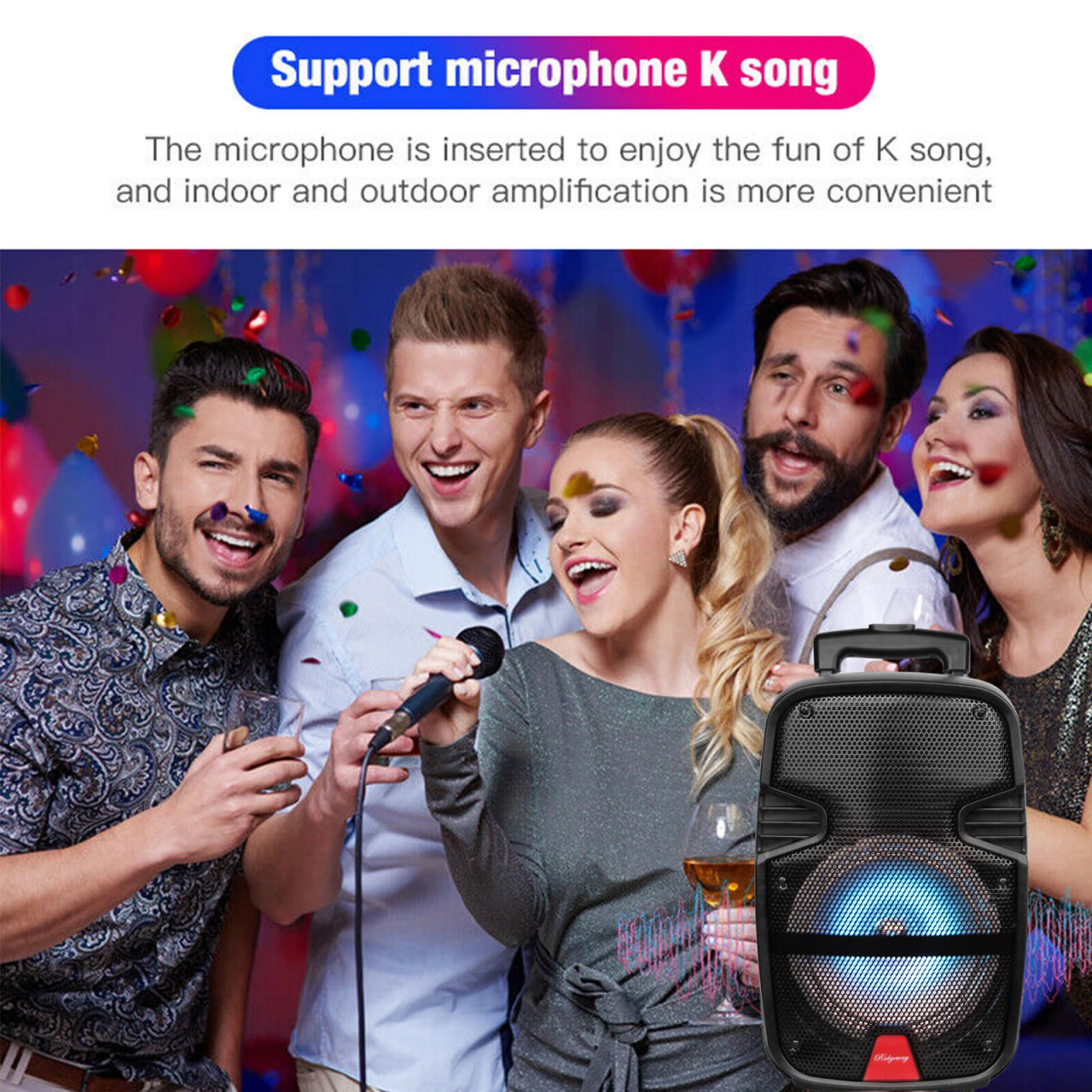 Колонка бездротова з підсвіткою та мікрофоном 6,5" ∙ Bluetooth-колонка з функцією караоке 6,5" - мініатюра 10