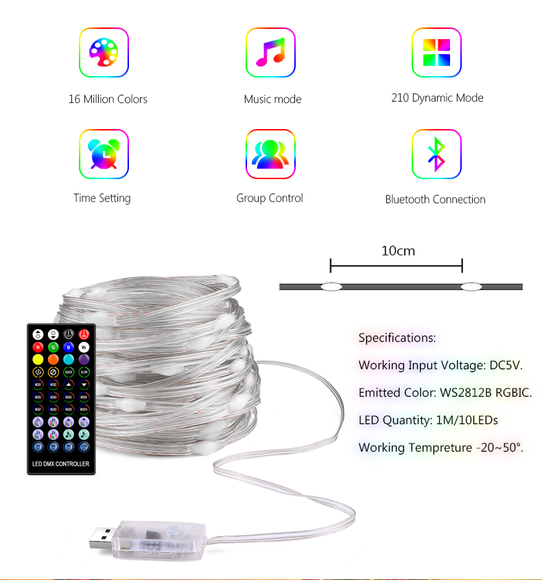 Вуличні вогні 5M Smart Bluetooth App Control ∙ Світлодіодна LED гірлянда 5M Smart з керуванням через додаток - мініатюра 7