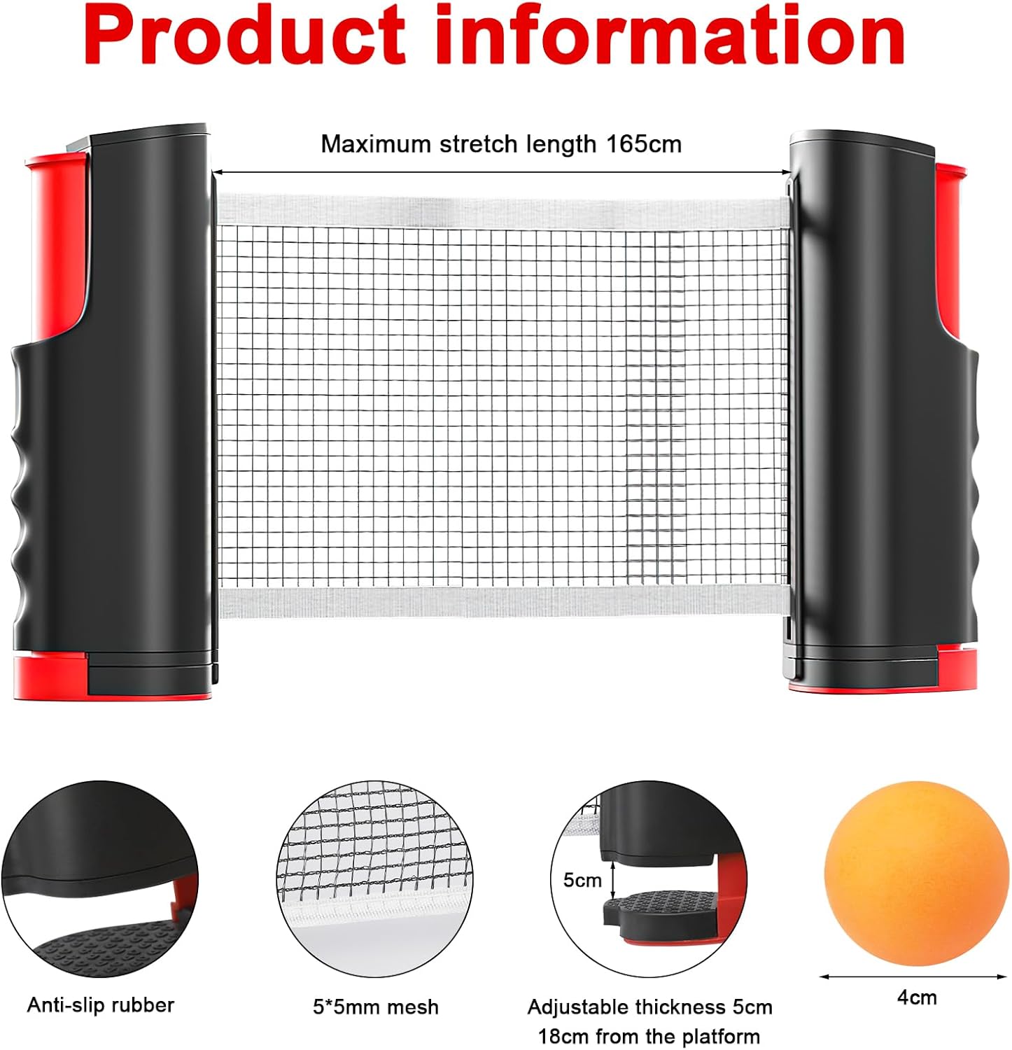 Портативний набір для тренувань з настільного тенісу ∙ Комплект для гри вдома та на вулиці - мініатюра 6