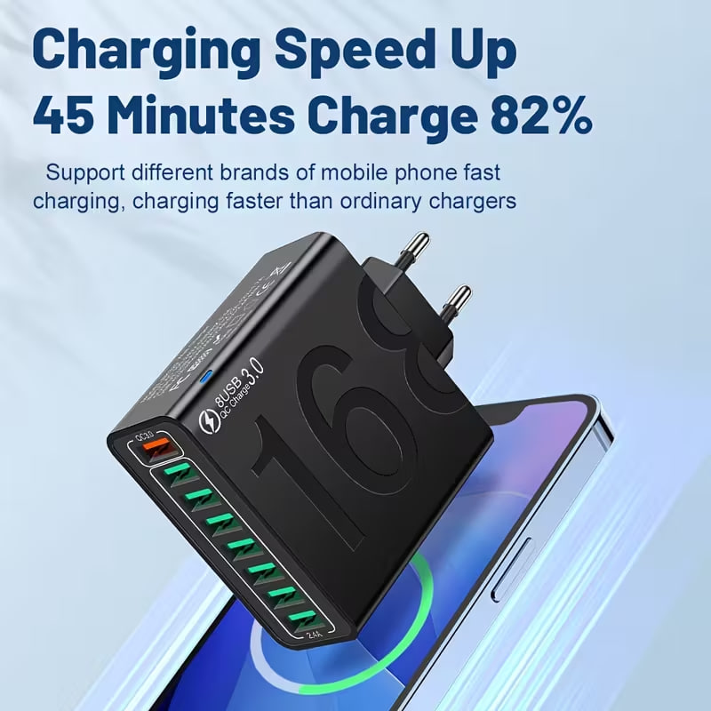 Адаптер для швидкої зарядки мобільних телефонів з 8 портами ∙ Зарядний пристрій 8-в-1 BK329 150Вт - мініатюра 8