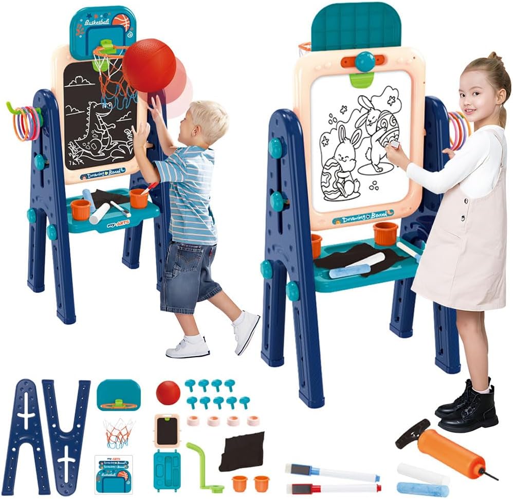 Дитячий двосторонній мольберт 628-122 Мел-маркери ∙ Двосторонній мольберт для малювання Creativity Easel