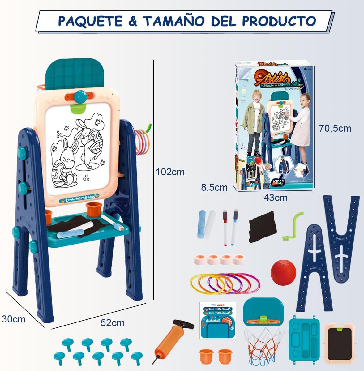 Дитячий двосторонній мольберт 628-122 Мел-маркери ∙ Двосторонній мольберт для малювання Creativity Easel - мініатюра 4