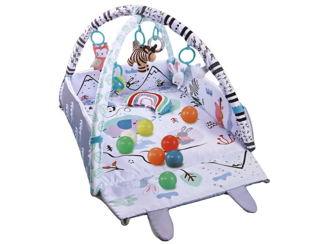 Розвиваючий ігровий кокон Wonder Toy з брязкальцями та м’ячиками ∙ Дитячий килимок з м’якими бортиками Wonder Toy - мініатюра 2