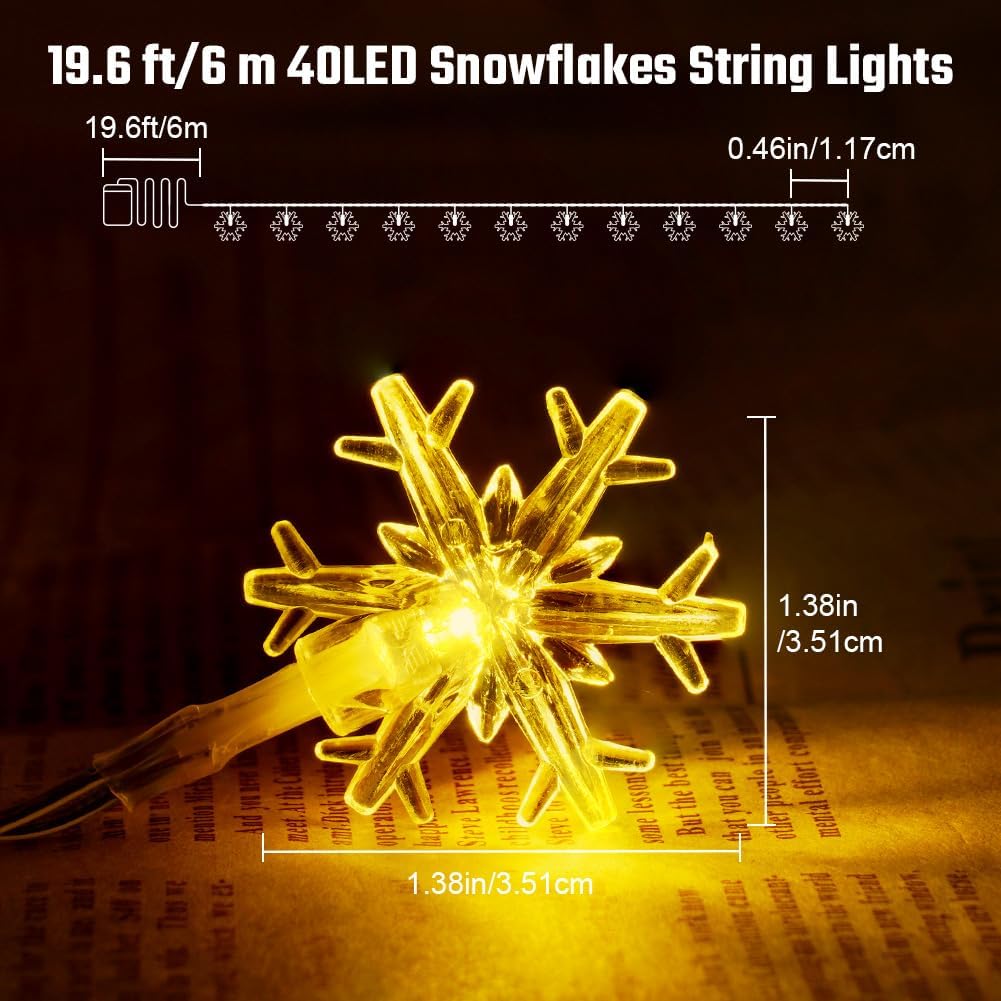 Світлодіодна LED гірлянда Сніжинки 3 м для дому та свят ∙ Гірлянда Сніжинки з LED-ефектами - мініатюра 4