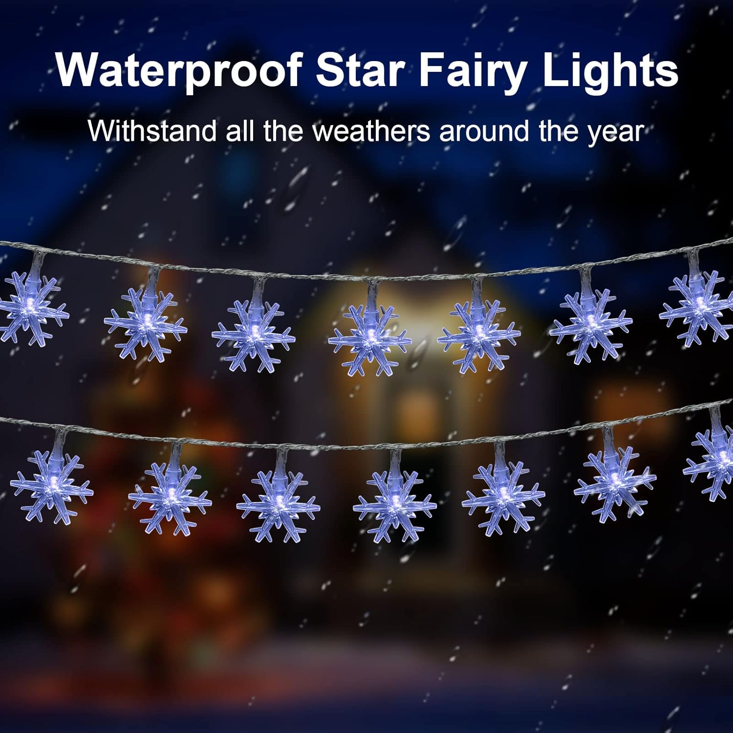 Світлодіодна LED гірлянда Сніжинки 3 м для дому та свят ∙ Гірлянда Сніжинки з LED-ефектами - мініатюра 7