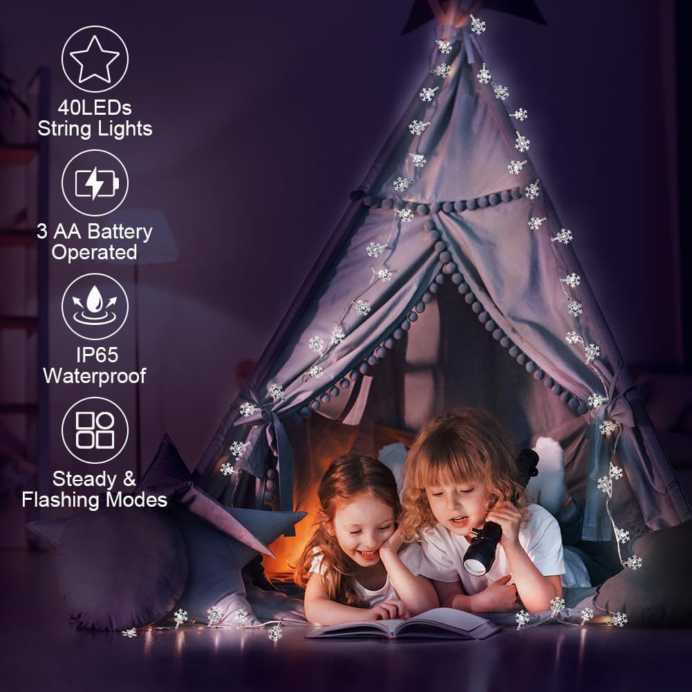 Світлодіодна LED гірлянда Сніжинки 3 м для дому та свят ∙ Гірлянда Сніжинки з LED-ефектами - мініатюра 10