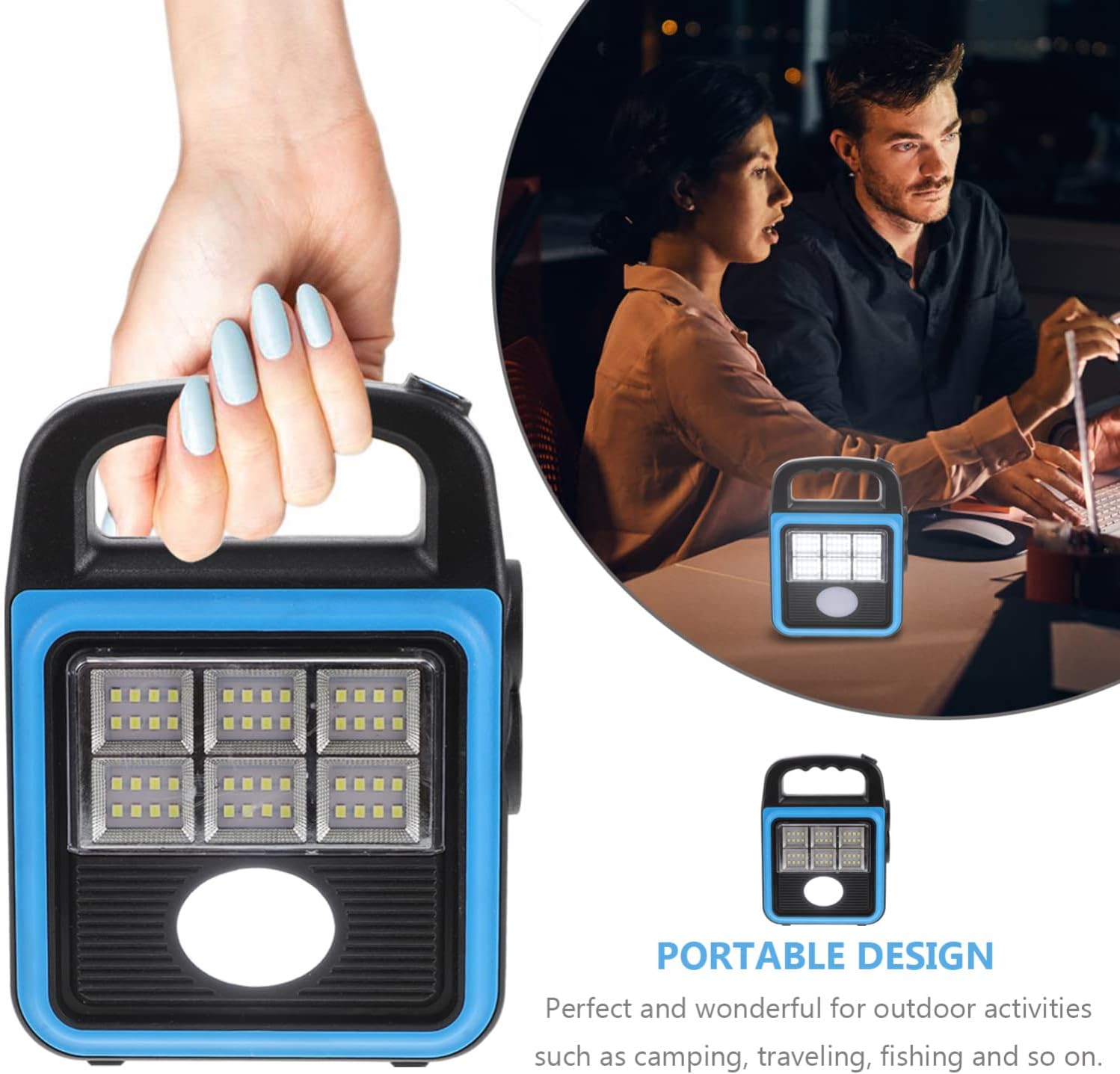 Фонарь-прожектор USB з сонячною панеллю та павербанком Solar LED light HS-8020 ∙ Світлодіодний кемпінговий ліхтар з функцією Power Bank HS-8020D - мініатюра 4