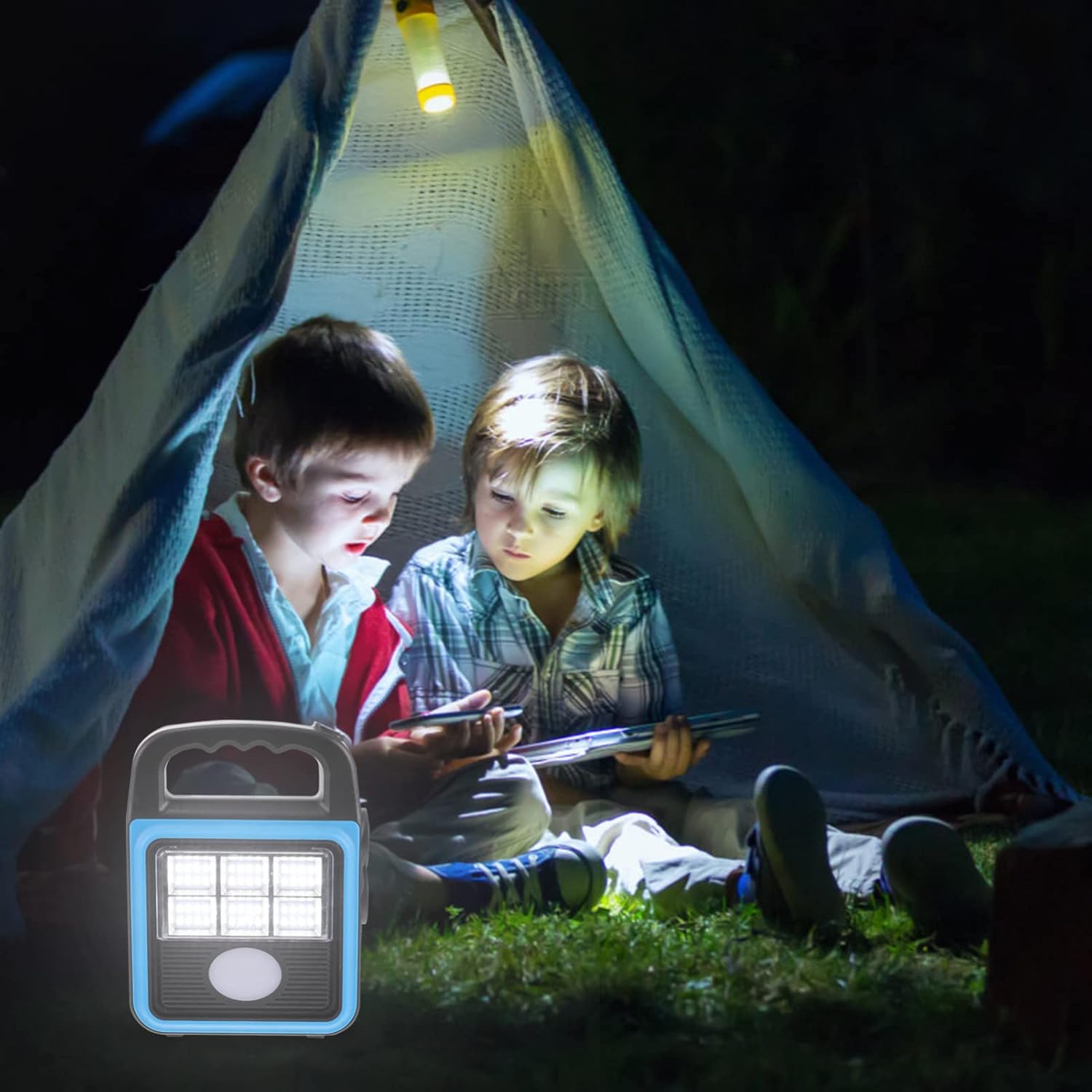 Фонарь-прожектор USB з сонячною панеллю та павербанком Solar LED light HS-8020 ∙ Світлодіодний кемпінговий ліхтар з функцією Power Bank HS-8020D - мініатюра 6