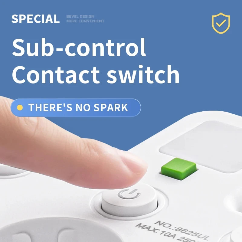 Універсальний перехідник HG-276 2500 Вт з 3 розетками ∙ Трійник з 2 USB + Type C Gtop HG-276 мережевий фільтр з підсвіткою - мініатюра 5