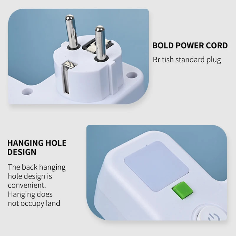 Універсальний перехідник HG-276 2500 Вт з 3 розетками ∙ Трійник з 2 USB + Type C Gtop HG-276 мережевий фільтр з підсвіткою - мініатюра 8