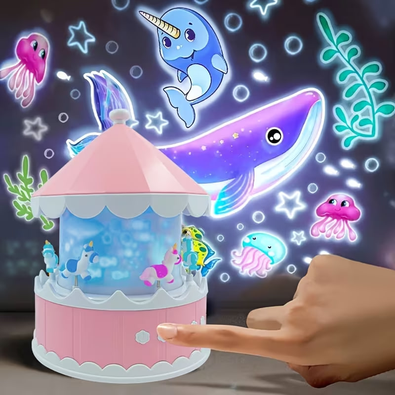 Нічник-проєктор від USB Карусель + Пульт 21 слайд ∙ LED світильник для дітей зі змінними проєкціями - мініатюра 3