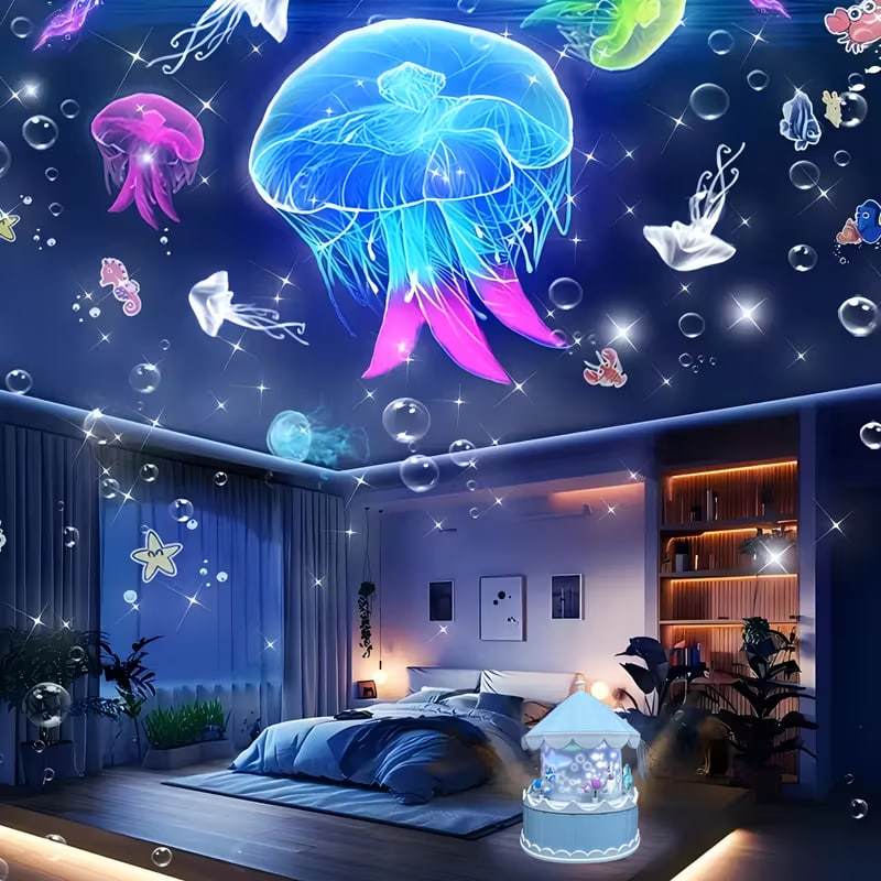 Нічник-проєктор від USB Карусель + Пульт 21 слайд ∙ LED світильник для дітей зі змінними проєкціями - мініатюра 8