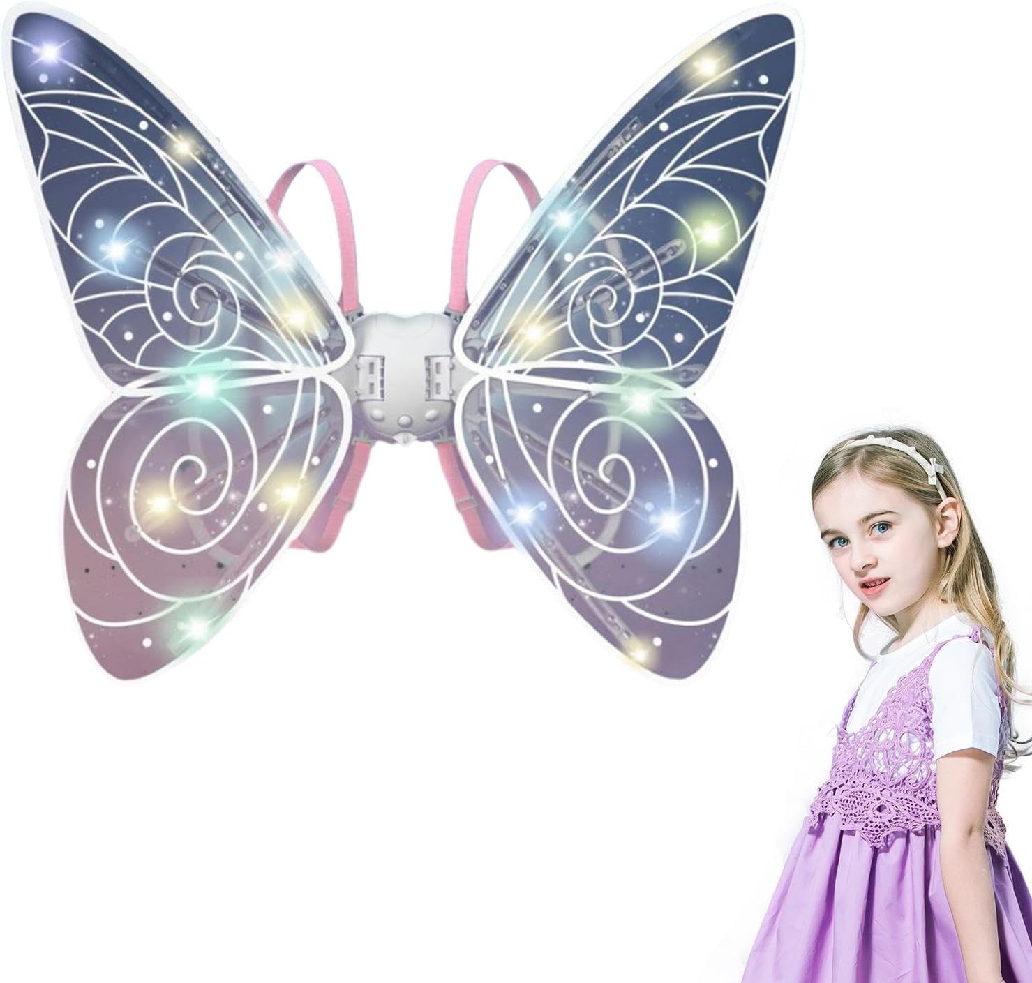 Крила феї Shadow Angel LED підсвічування та рухомий механізм ∙ Світлові LED-крила Shadow для створення чарівного образу феї - мініатюра 6