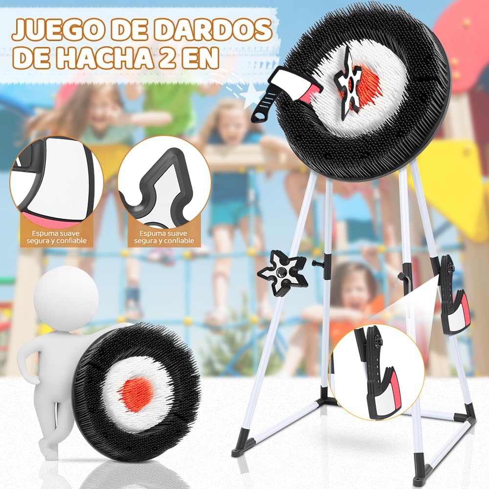 Безпечний метальний дартс для дітей і дорослих ∙ Набір для гри в дартс 3 сокири та 3 зірки - мініатюра 2