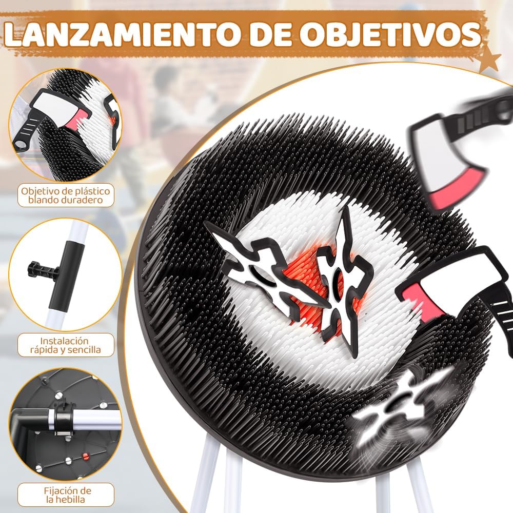 Безпечний метальний дартс для дітей і дорослих ∙ Набір для гри в дартс 3 сокири та 3 зірки - мініатюра 3