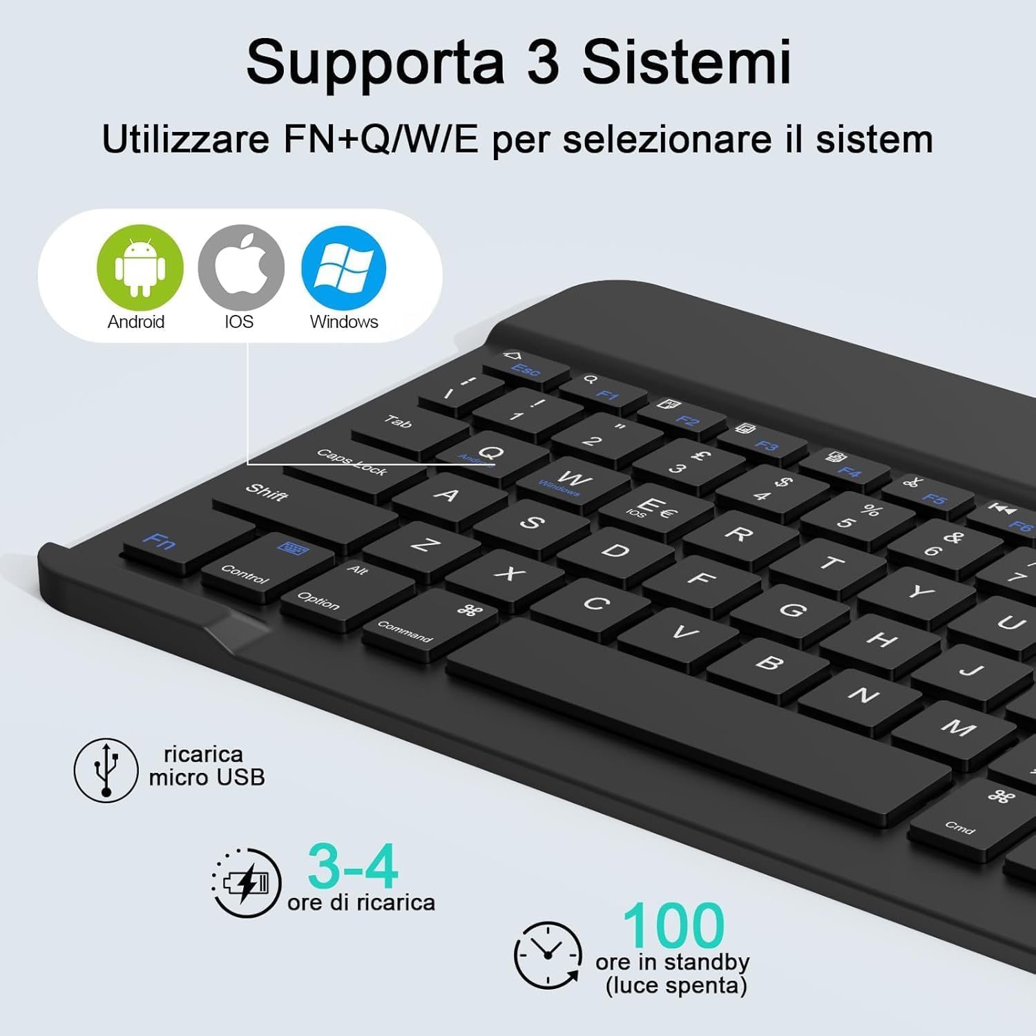 Бездротова клавіатура з мишкою для планшета XL-5370 для роботи та навчання ∙ Комплект Keyboard XL-5370 клавіатура + мишка Bluetooth з USB-приймачем - мініатюра 2