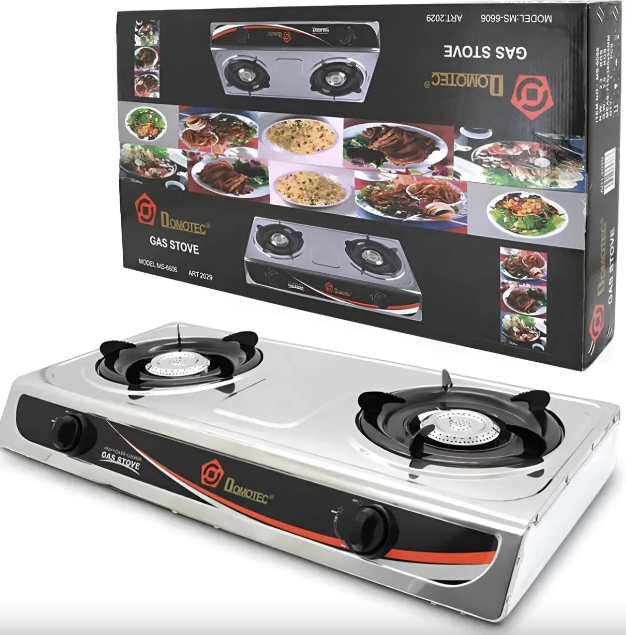 Настільна плита двоконфоркова MS 6606 з нержавіючої сталі ∙ Газова плита MS-6606 на 2 конфорки