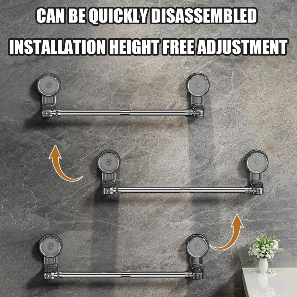 Телескопічна вішалка для рушників та предметів ∙ Вішалка-полиця на присосках - мініатюра 9