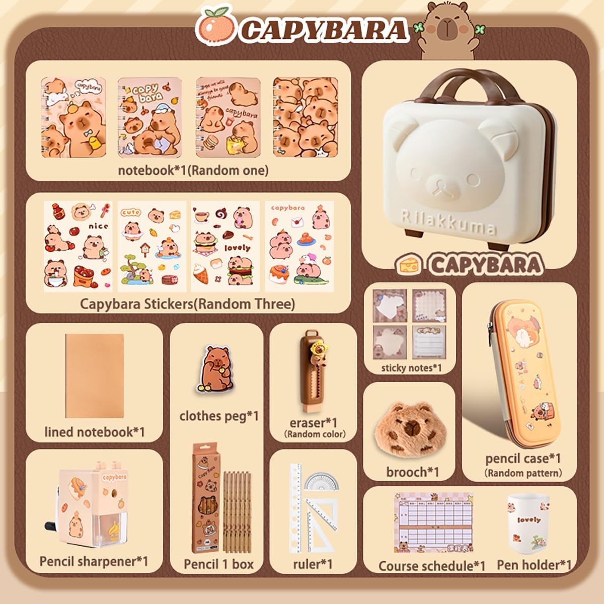 Канцелярський набір Капібара 55 предметів у кейсі з кодовим замком ∙ Великий подарунковий набір канцелярії у валізі Капібара 55 в 1 - мініатюра 4