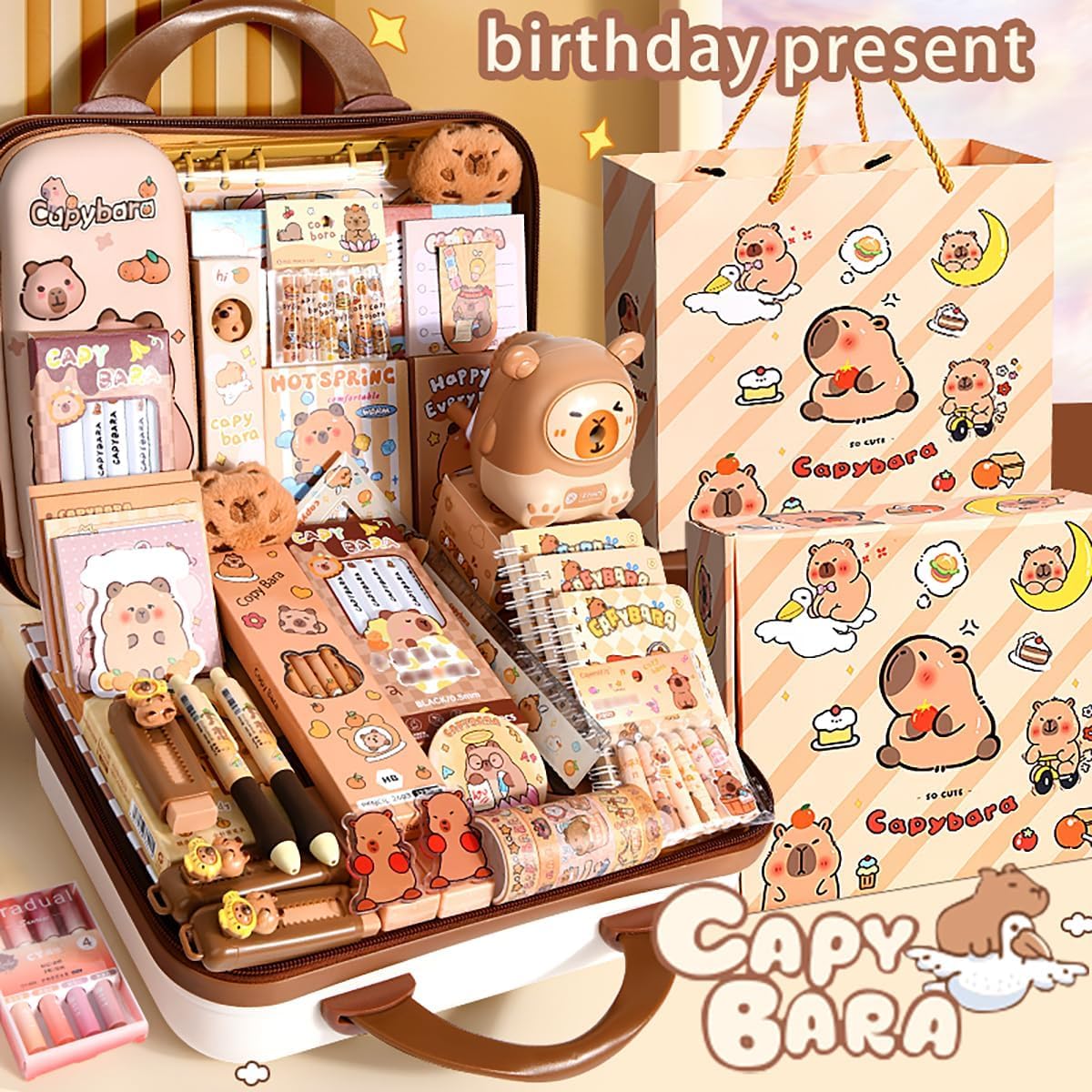 Канцелярський набір Капібара 55 предметів у кейсі з кодовим замком ∙ Великий подарунковий набір канцелярії у валізі Капібара 55 в 1 - мініатюра 6