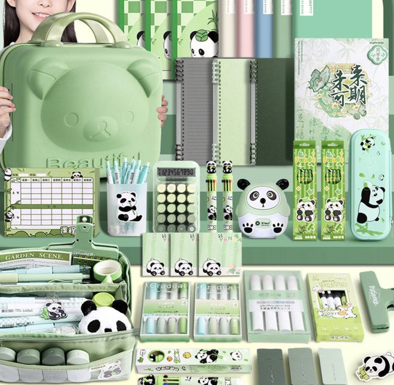 Канцелярський набір Панда 55 предметів у кейсі з кодовим замком ∙ Великий набір канцелярії у чемодані Панда 55 в 1 - мініатюра 9