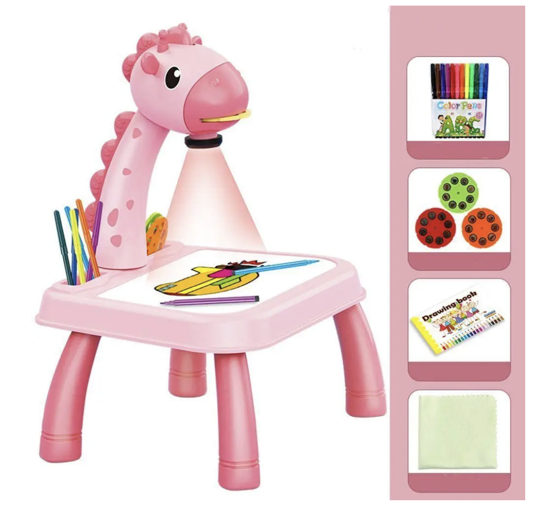 Дитячий стіл-проектор для малювання музичний з підсвічуванням Progector Paintining ∙ Стіл для малювання з проектором Жираф для дітей - мініатюра 4