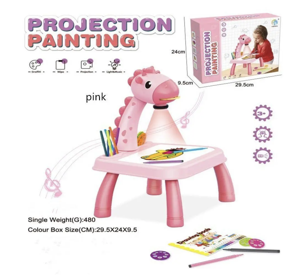 Дитячий стіл-проектор для малювання музичний з підсвічуванням Progector Paintining ∙ Стіл для малювання з проектором Жираф для дітей - мініатюра 5