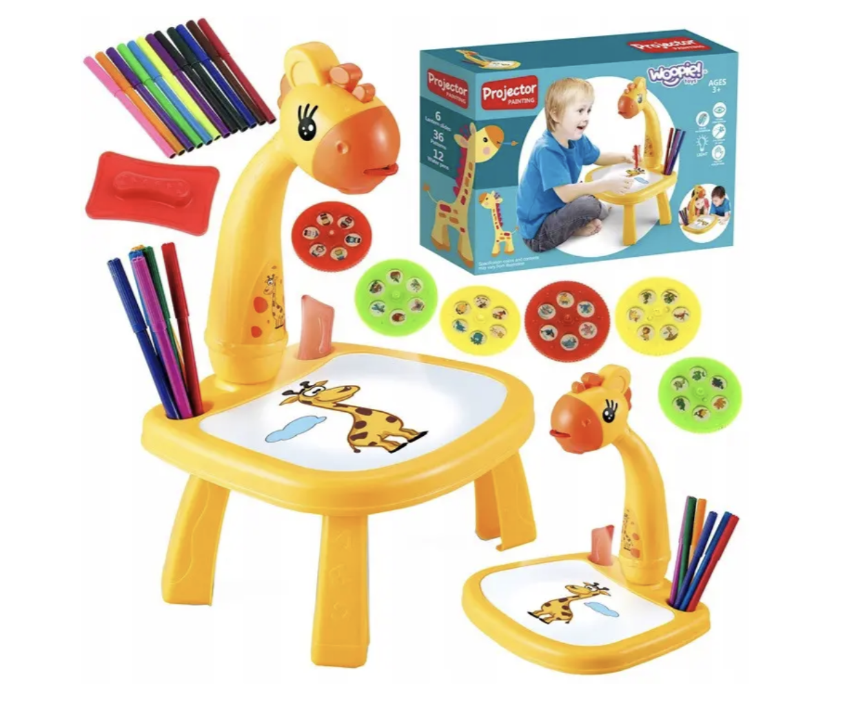 Дитячий стіл-проектор для малювання музичний з підсвічуванням Progector Paintining ∙ Стіл для малювання з проектором Жираф для дітей - мініатюра 6
