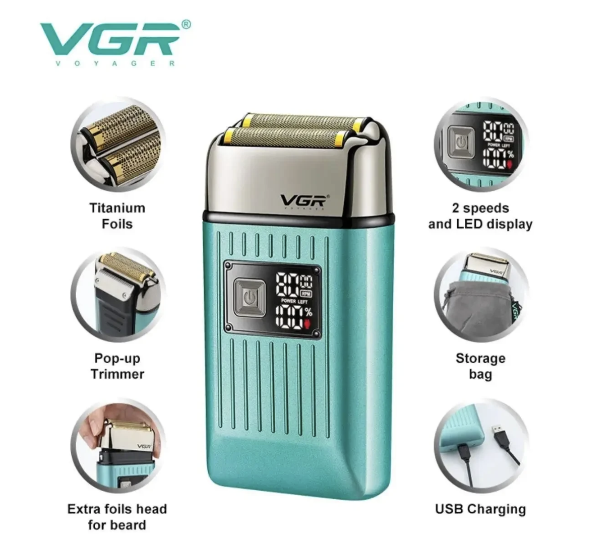 Електробритва VGR V-357 для гоління та стрижки волосся ∙ Бритва VGR V-357 для дому - мініатюра 9