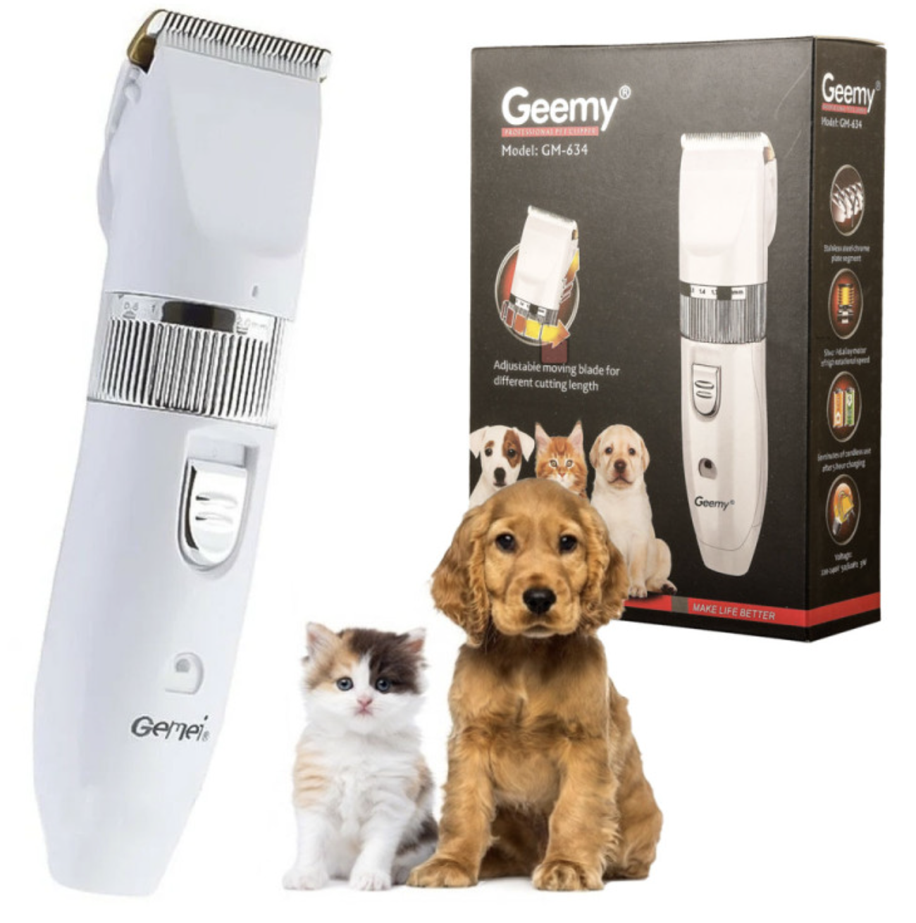 Машинка для стрижки тварин GEMEI GM-634 Pet ∙ Професійний грумер GM-634 Pet з керамічними ножами