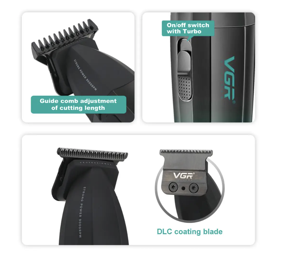 Професійний тример VGR V-906 з Т-подібним ножовим блоком і потужним мотором ∙ Машинка для стрижки VGR V-906 - мініатюра 5