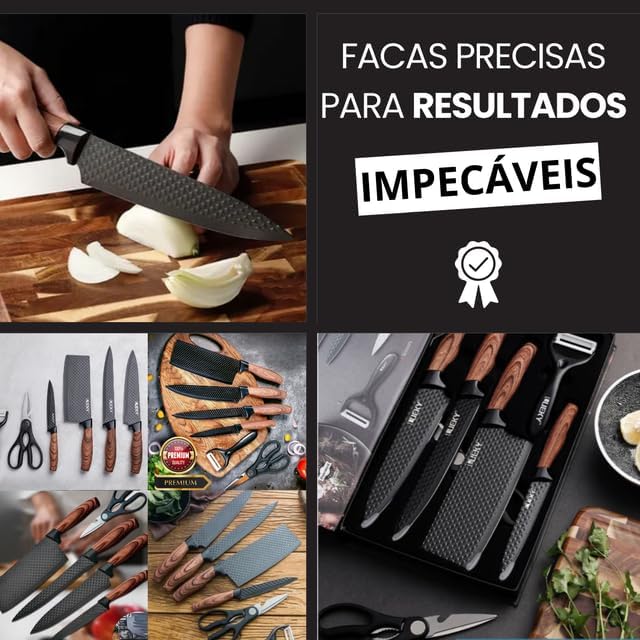 Набір кухонних ножів 4 шт + ножиці та овочечистка Kitchen utensils HA-177 ∙ Кухонний набір ножів HA-177 - мініатюра 3