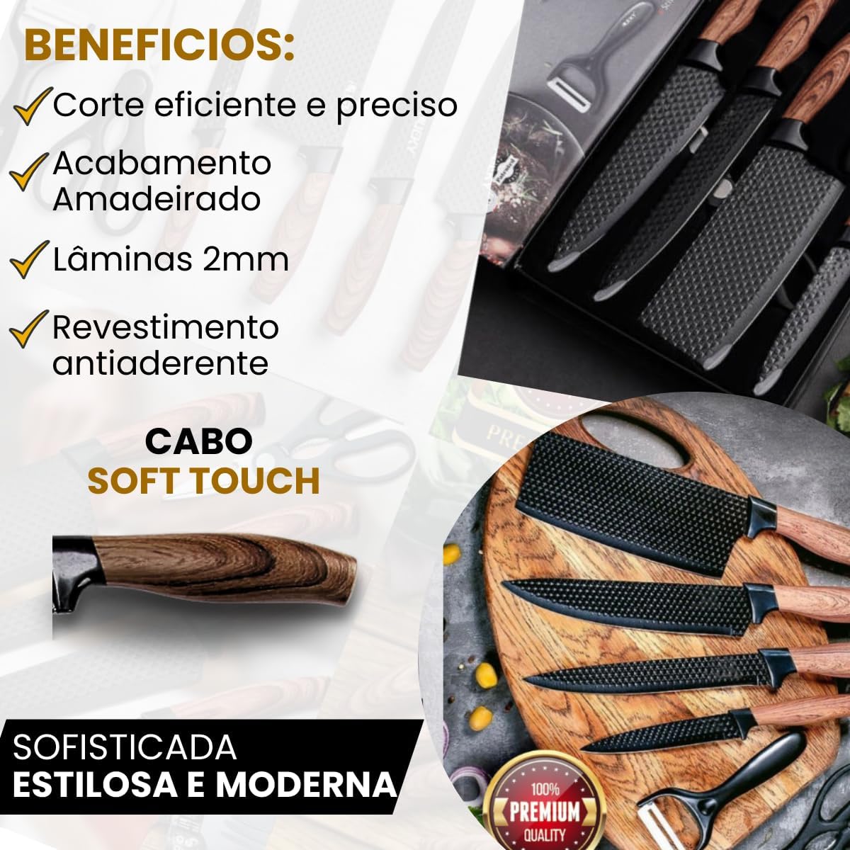 Набір кухонних ножів 4 шт + ножиці та овочечистка Kitchen utensils HA-177 ∙ Кухонний набір ножів HA-177 - мініатюра 5