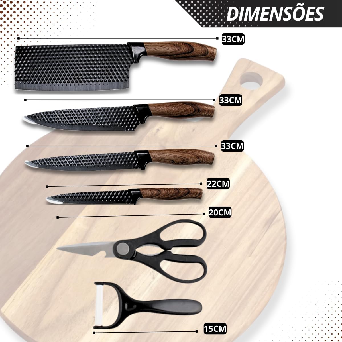 Набір кухонних ножів 4 шт + ножиці та овочечистка Kitchen utensils HA-177 ∙ Кухонний набір ножів HA-177 - мініатюра 6